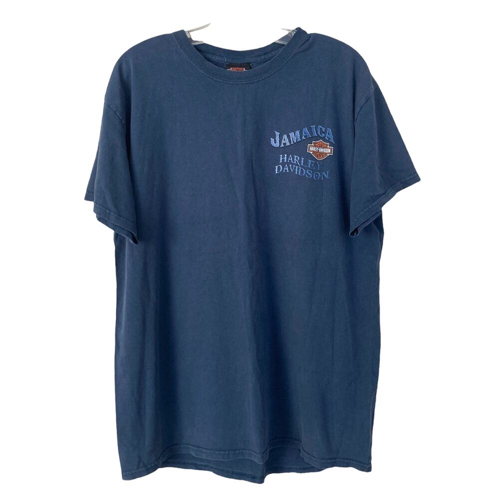 Harley Davidson Jamaica Navy Blue Graphic Tee Sz L